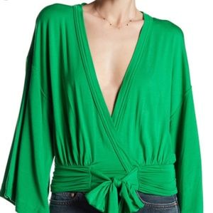 :Free People: WRAP SOLID Green TOP 